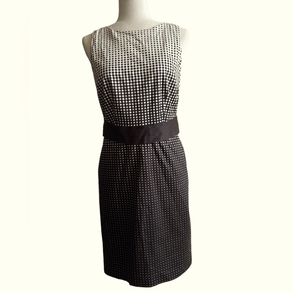 Black and White Checkered‎ Sleeveless Sheath Midi Dress